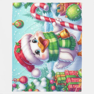 Cute Colourful Christmas duck Fleece Blanket