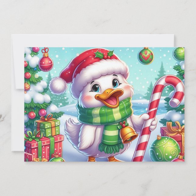 Cute Colourful Christmas duck Holiday Card (Front)