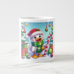 Cute Colourful Christmas duck Large Coffee Mug