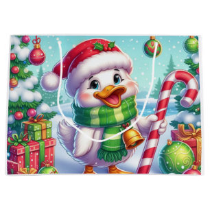 Cute Colourful Christmas duck Large Gift Bag