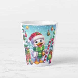 Cute Colourful Christmas duck Latte Mug