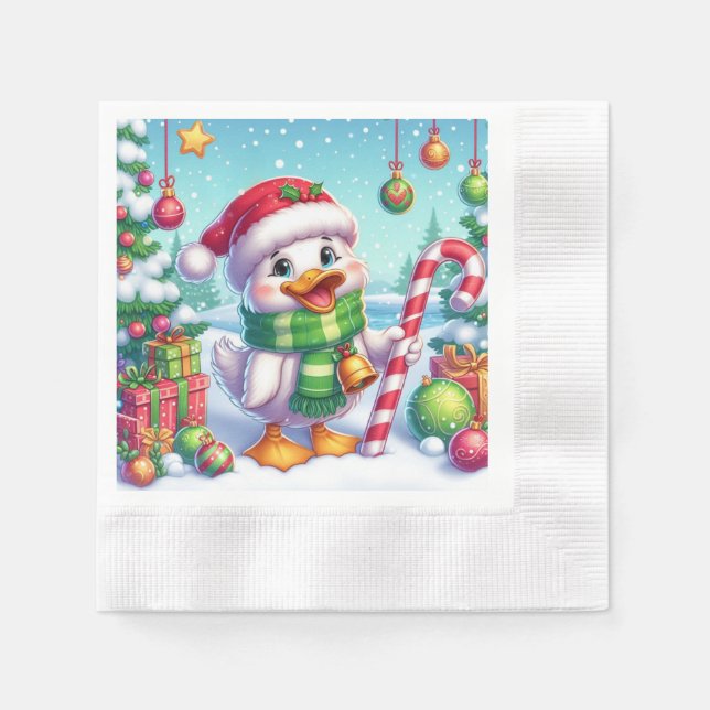 Cute Colourful Christmas duck Napkin (Front)