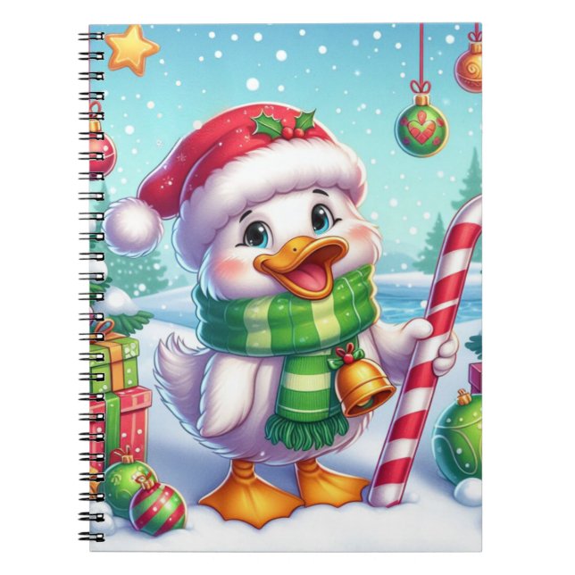 Cute Colourful Christmas duck Notebook (Front)