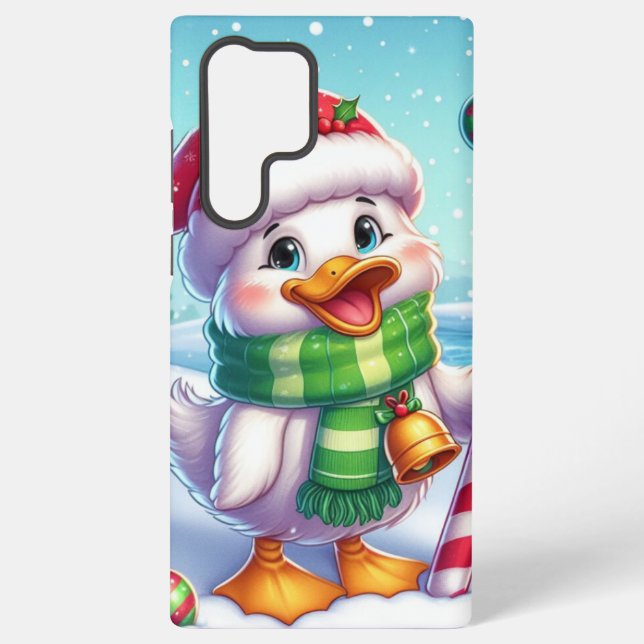 Cute Colourful Christmas duck Samsung Galaxy S22 Ultra Case (Back)