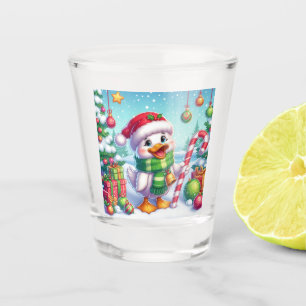 Cute Colourful Christmas duck Shot Glass