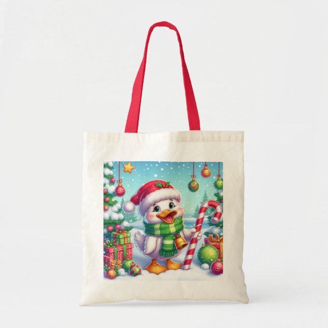 Cute Colourful Christmas duck Tote Bag (Front)