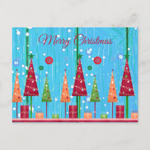 Cute, Colourful, Christmas Trees, Christmas Postcard