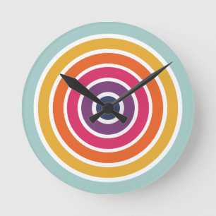 Cute Colourful Circles Pattern Round Clock
