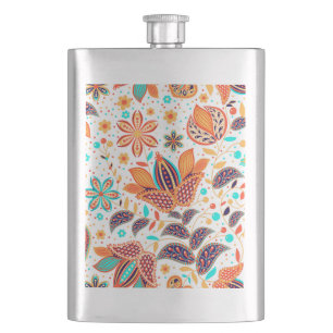 Cute colourful classic floral patterns hip flask