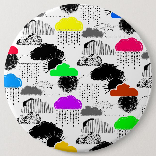 Cute colourful clouds patterns 6 cm round badge (Front)