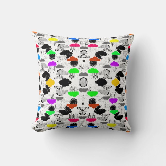 Cute colourful clouds patterns cushion (Front)