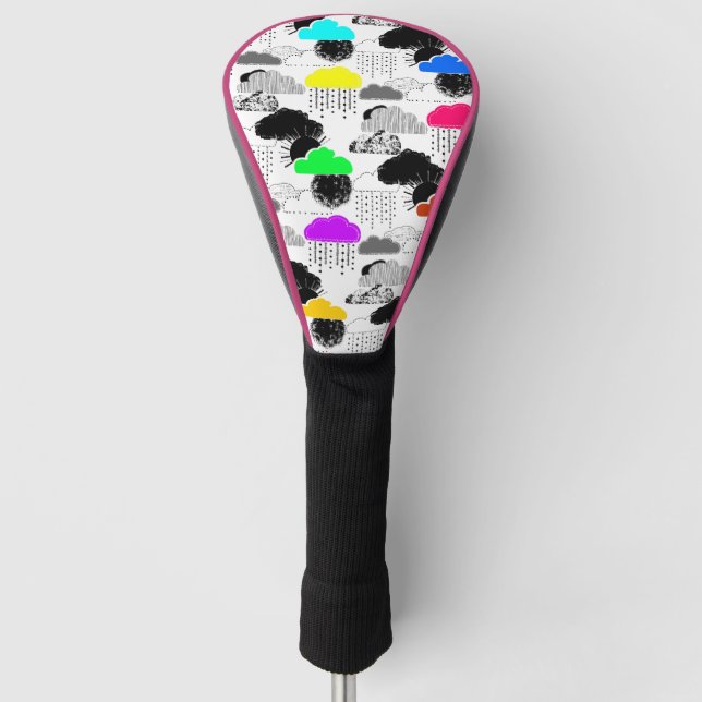 Cute colourful clouds patterns golf head cover (Front)