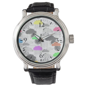 Cute colourful clouds patterns watch