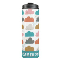 Cute Colourful Clouds Personalised Name Turquoise