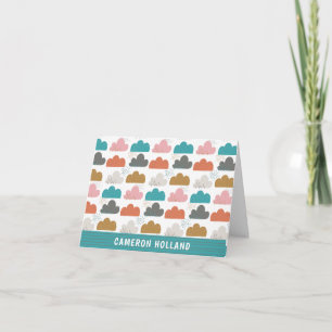 Cute Colourful Clouds Personalised Stationery Note Card