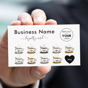 Cute Colourful Coffee Cup Drink Add Your Logo Hear Loyalty Card