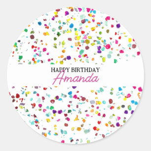Cute Colourful Confetti 1st Birthday Classic Round Sticker