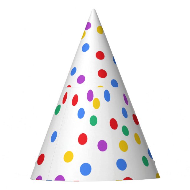 Cute Colourful Confetti Dots Birthday Party Hat (Front)