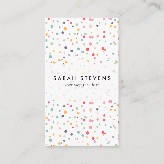 Cute Colourful Confetti Dots Pattern Business Card (Front)