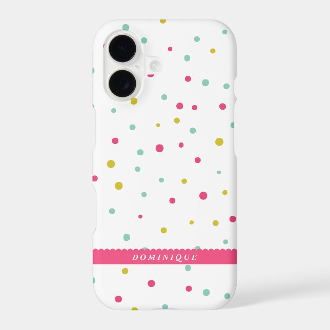 Cute Colourful Confetti Dots Pattern Customisable (Back)