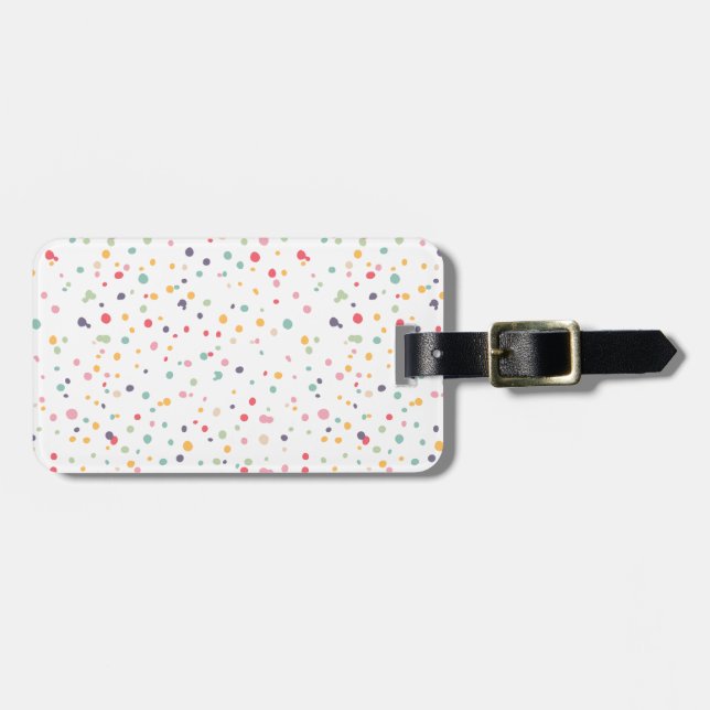 Cute Colourful Confetti Dots Pattern Luggage Tag (Front Horizontal)