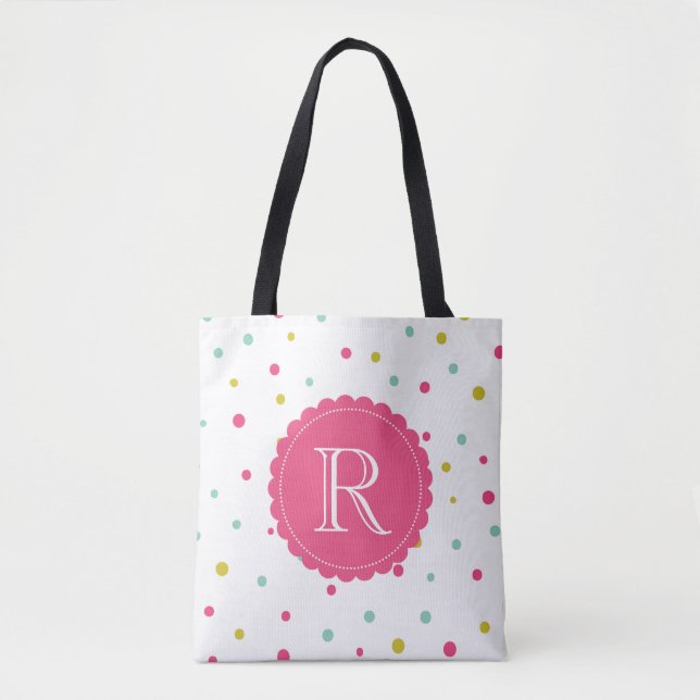 Cute Colourful Confetti Dots Pattern Monogram Bag (Front)