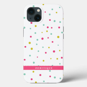 Cute Colourful Confetti Dots Pattern Personalised iPhone Case
