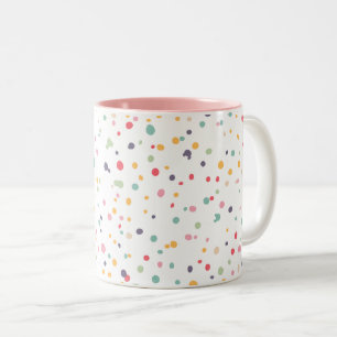 Cute Colourful Confetti Dots Pattern Two-Tone Coffee Mug