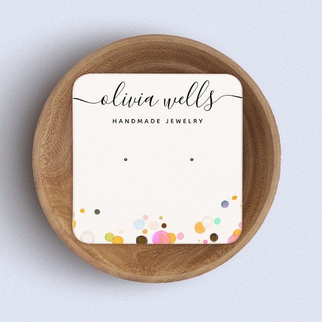 Cute Colourful Confetti  Earring Jewellery  Square Square Business Card (Creator Uploaded)