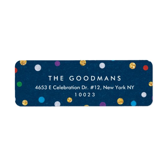 Cute Colourful Confetti Holiday / Party Return Address Label