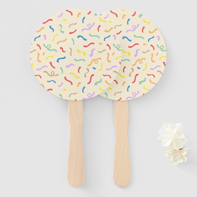 Cute Colourful Confetti Pattern Hand Fan (Front and Back)