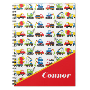 Cute Colourful Construction Vehicle Toy Cars Notebook