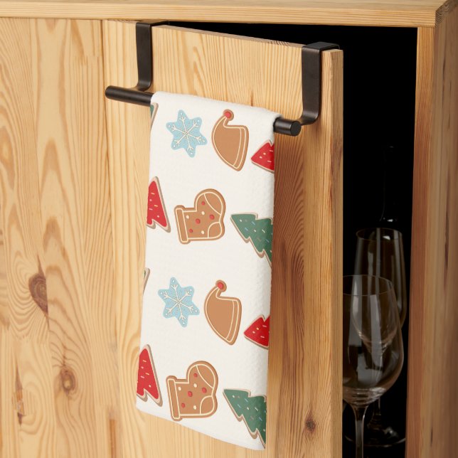 Cute Colourful Cookies Pattern Christmas Kids Tea Towel (Thirds Fold)