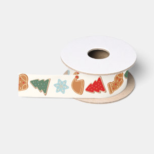 Cute Colourful Cookies Pattern Christmas Satin Ribbon