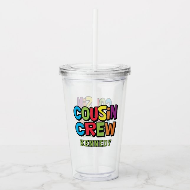 Cute Colourful Cousin Crew Family Reunion  Acrylic Tumbler (Front)