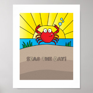 Cute Colourful Crab Illustration - Ocean Animal Ar Poster