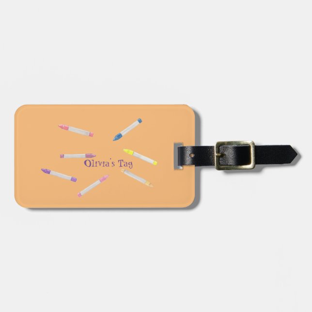 Cute Colourful Crayon Luggage Tag (Front Horizontal)