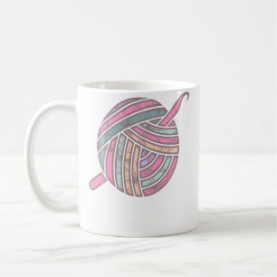 Cute Colourful Crochet Crocheting With Flowers Yar Coffee Mug