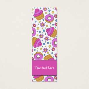 Cute colourful cupcake, flower and bagel Bookmark