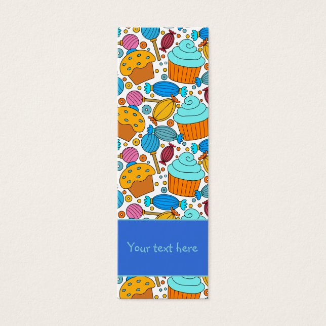 Cute colourful cupcakes and sweets design Bookmark (Front)
