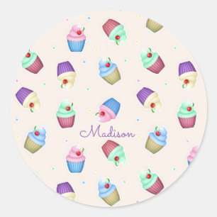 Cute Colourful Cupcakes Classic Round Sticker