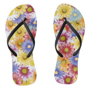 cute colourful daisies Flip Flops