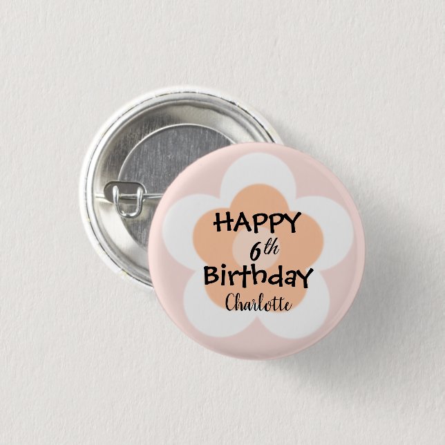Cute colourful Daisy flower pattern Birthday name 3 Cm Round Badge (Front & Back)