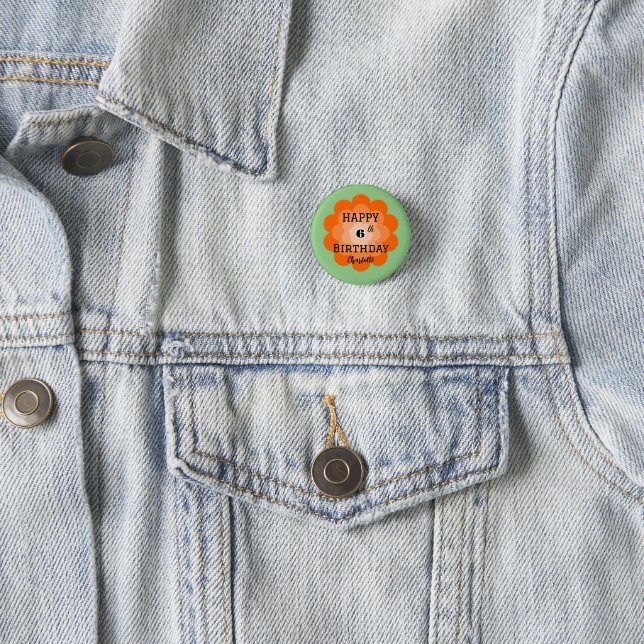 Cute colourful Daisy flower pattern Birthday name 3 Cm Round Badge (In Situ)