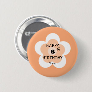 Cute colourful Daisy flower pattern Birthday name 6 Cm Round Badge