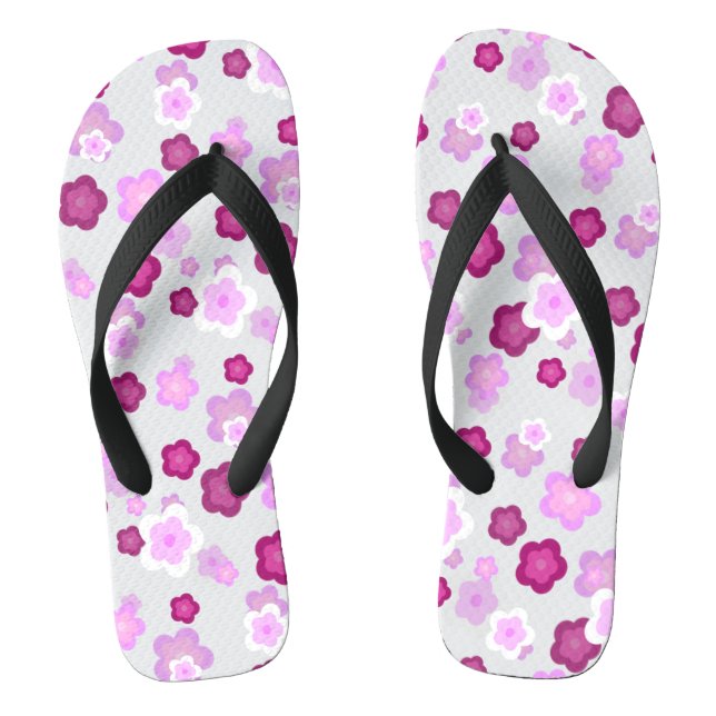 Cute colourful Daisy flower pattern Birthday name Thongs (Footbed)