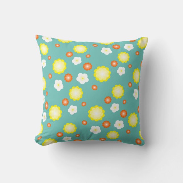 Cute colourful Daisy flower pattern Cushion (Front)