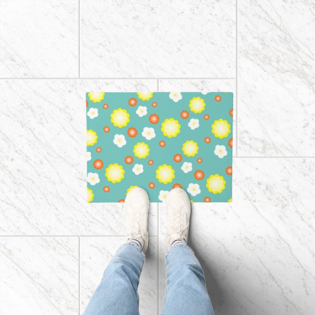 Cute colourful Daisy flower pattern Doormat (Indoor)