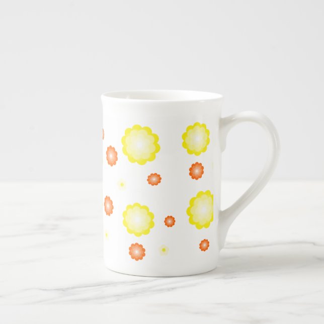 Cute colourful Daisy flowers pattern Bone China Mug (Right)
