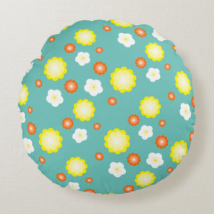 Cute colourful Daisy flowers pattern Round Cushion